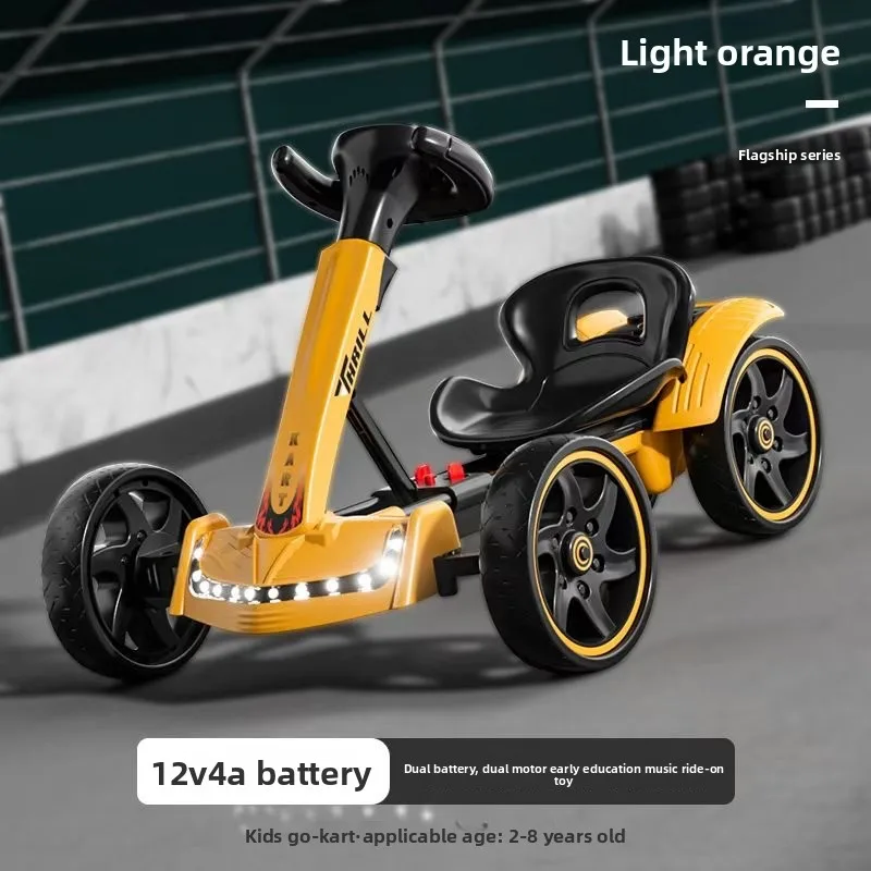 Anti-Tipping Kids Electric Go Kart Ride on Car for 3-10 Years Old Low Gravity and Anti-Slip Tires 25km/h Dual-Drive with Music