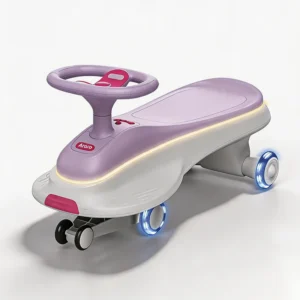 Arolo Electric Wriggle Car for Kids Dual Mode Rechargeable Swing Car with LED Light up Wheels Music Safety Anti Tip Ride on Toy