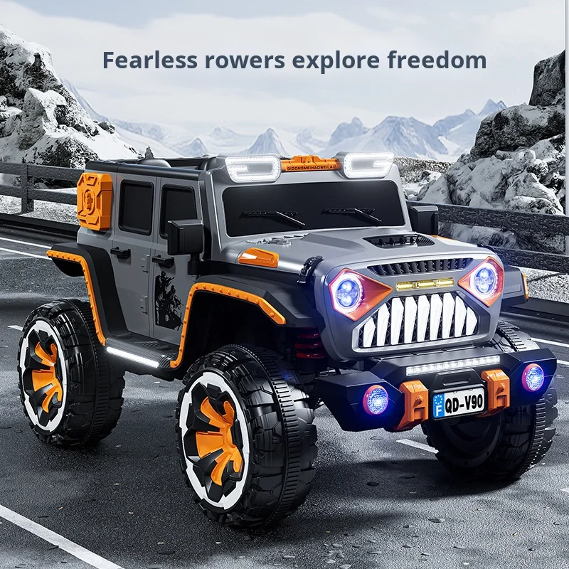 BAB WAY 12V Double Seater Kids Electric Ride on Car Off-Road 4WD Battery Powered Toy Car with Remote