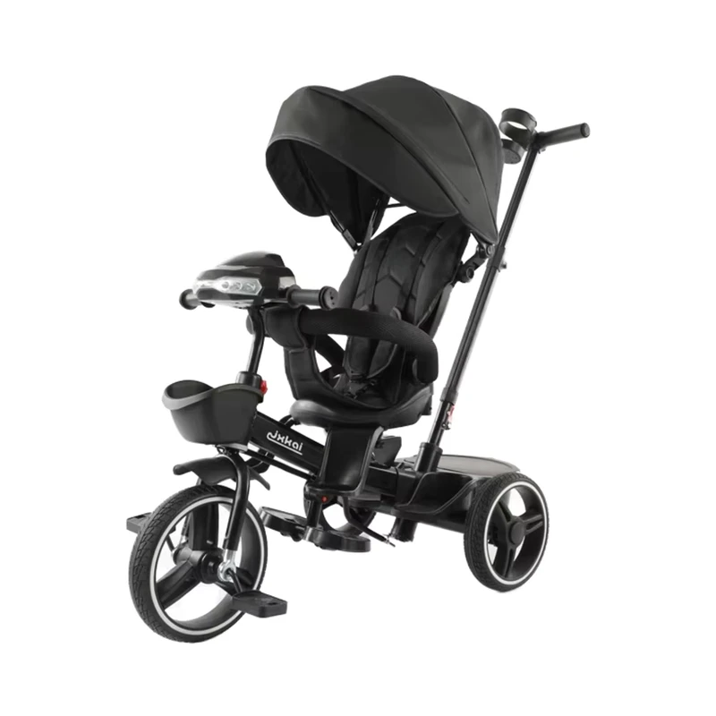 BAB WAY Deluxe Kids Tricycle with Adjustable Push Handle 3-Wheel Baby Trike for Toddlers 1-5Y with DDP