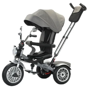 BAB WAY Folding Kids Tricycle Canopy Parent Control Push Handle Convertible Baby Stroller Wagon 2 4 Years Toddler Plastic Metal