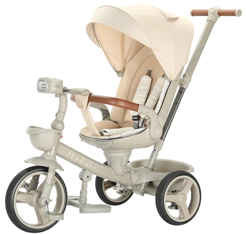 BAB WAY Folding Kids Tricycle with Detachable Handle 3 Wheel Stroller Walker for Baby 2-4 Years with DDP