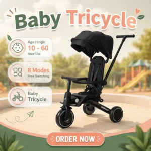 BEBELUX EN71 Compliant One Hand Foldable 8 in 1 Multi Stage Baby Stroller Balance Push Bike Kids Tricycle
