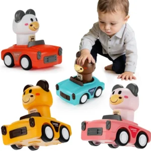 BPA Free Easy Clean Indoor Outdoor No Battery Friction Powered Press to Go Toddler Animal Push Car Toy