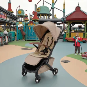 BS6020 3 Fold One hand Folding Aluminum Alloy Frame Lightweight Baby Stroller Big PU Wheels 6 Months 3 Years Oxford Fabric