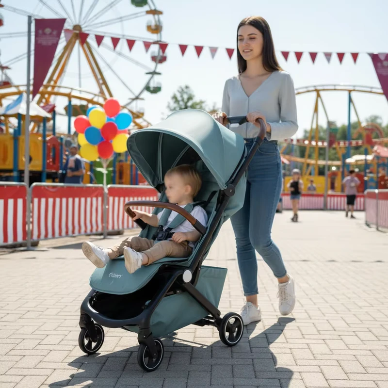 BS6020 Compact Travel Stroller Baby Buggy One-Hand Folding Aluminum Alloy Frame 22kg Load Capacity EN1888-2 Certified Baby