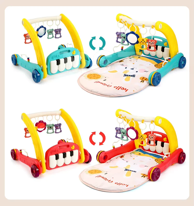 Babies Gift Sets Baby Gym Mat Walker 2 in 1 Baby Learn to Walk Piano Keyboard Play Mat