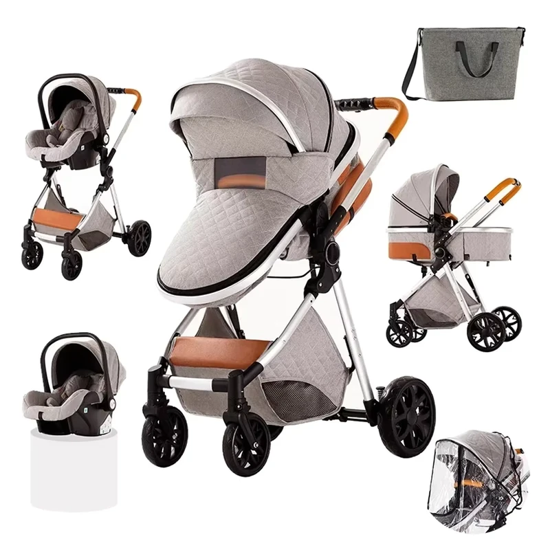 Baby Car Seat Stroller Kinderwagen Luxury Lightweight High Landscape Baby Stroller 3 in 1 Car Seat and Stroller for Newborn Baby
