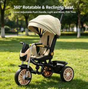 Baby Care 4 in 1 Kid Stroller Trike Ride on Baby Stroller Tricycle 3 Wheels Girl Push Tricycles Toddler Kids for Tricycle