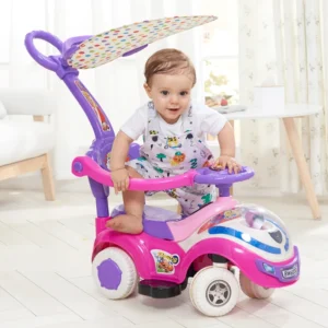 Baby Children Plastic Ride on Car with Handle and Canopy