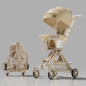 Baby Four-wheel Stroller Lightweight Foldable Metal Frame 20KG Load Capacity for 0-4 Years Old Indoor/Outdoor Use