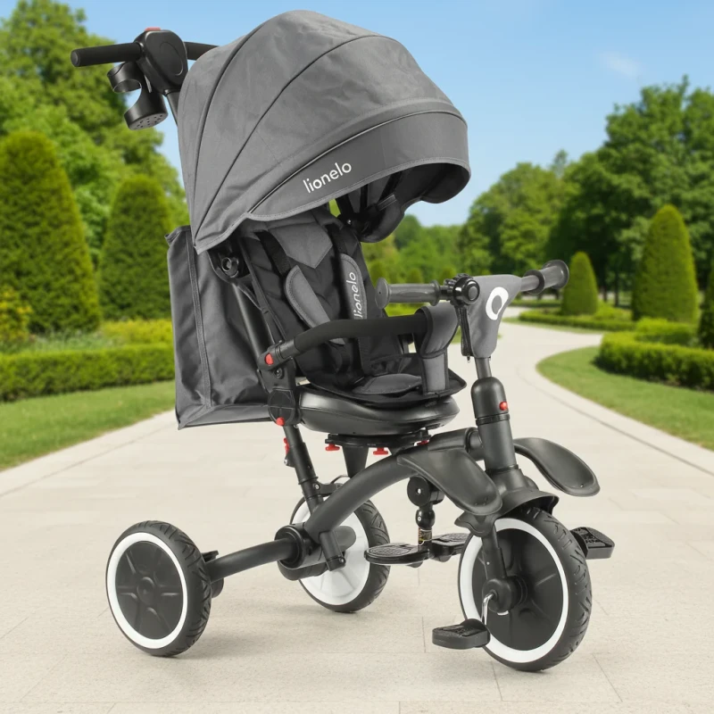 Baby Handlebars Pedal Vehicle One-click Folding Sunshade Safety Brake 360 Seat Rotation Metal Frame Kids Ride on Tricycle
