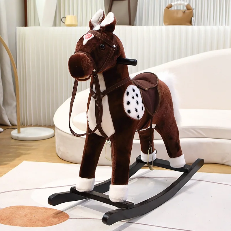 Baby Kids Toys Plush Rocking Horse Deer Animals Ride On Rocker