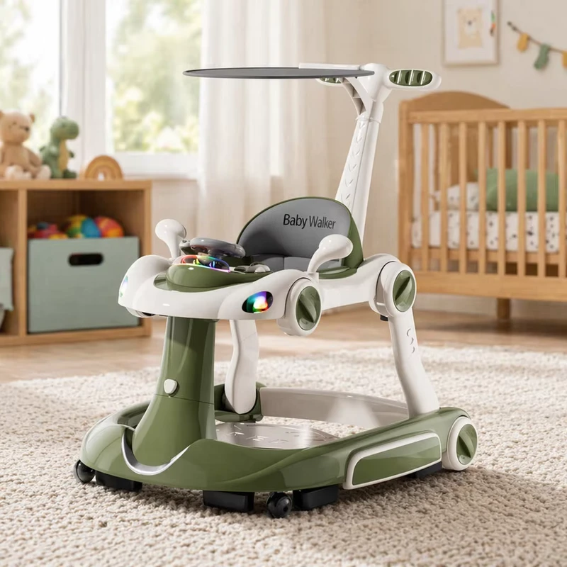 Baby Learning to Walk 3 in 1 Multifunction Kids Walker Push Toy Activity Anti rollover Musical Baby Walker with Wheel and Music
