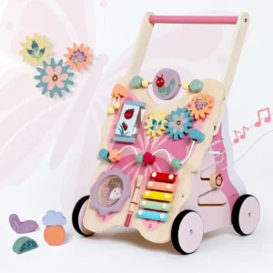 Baby Push Walker 3 in 1 Pink Color Butterfly Montessori Learning Push Walker Baby Girl Walker With Handle for Baby