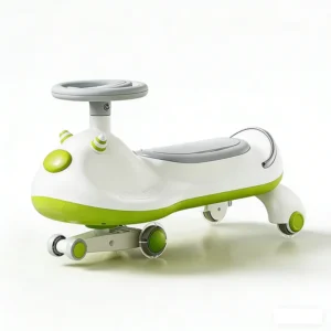 Baby Ride On Car with Music & Lights 360 Flashing Wheels 3-Wheel Design Plastic Swing Car for Kids