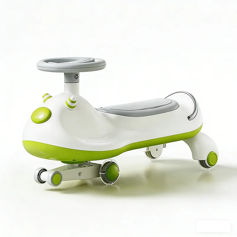 Baby Ride On Car with Music & Lights 360 Flashing Wheels 3-Wheel Design Plastic Swing Car for Kids