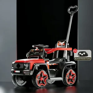Baby Ride-On Electric Car with Lights & Music Dual-Use Kids Push Stroller for Parents 2 to 4 Years Plastic