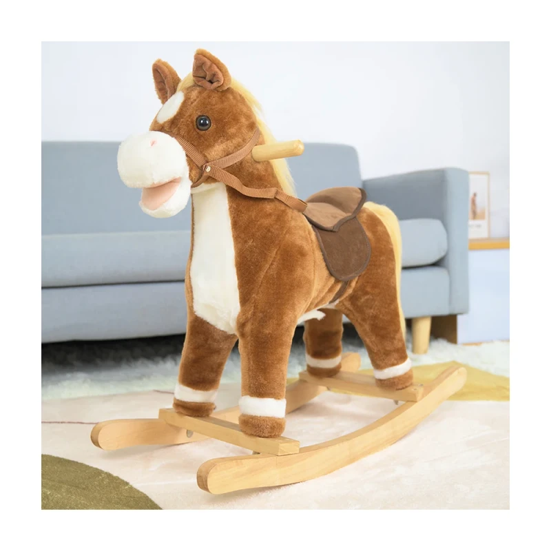 Baby Rocking Riding Horse Children Baby Kids Wooden Toddler Rocking Animal Rocking Horse Toy