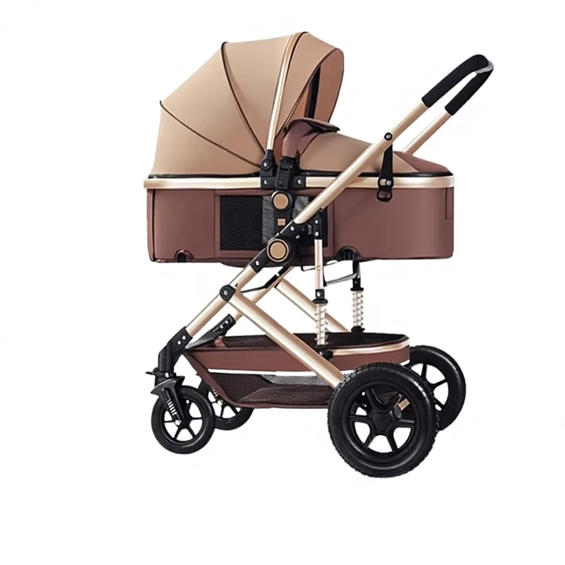 Baby Stroller Can Sit and Lie High Landscape Three in one Basket Two way Folding Shock Absorption Metal