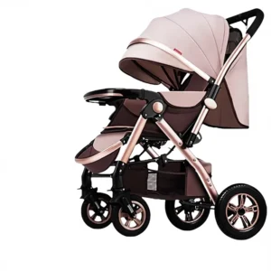Baby Stroller High Landscape Can Sit Lie Light Folding Four-wheel Rubber Two-way Large Space Metal 0-6 Months 15kg Load Capacity