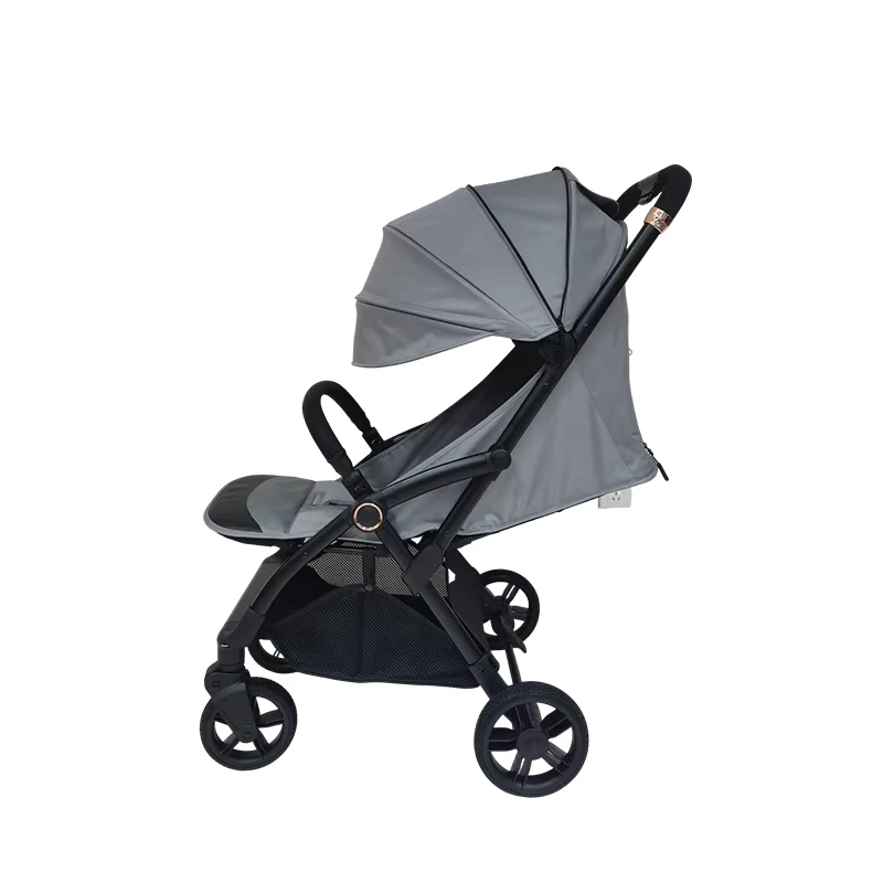 Baby Stroller High Vision No Bending Legs Black and Gray