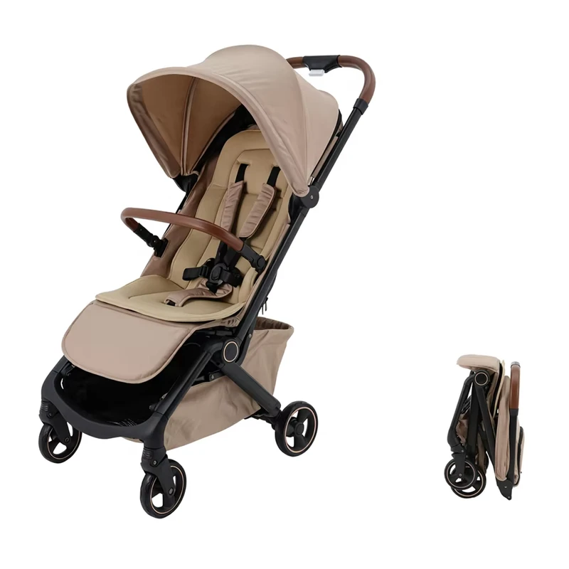 Baby Stroller Lightweight One Hand Fold Compact Aluminum Alloy Frame Fabric for Airplane with Loading Weight 22kg