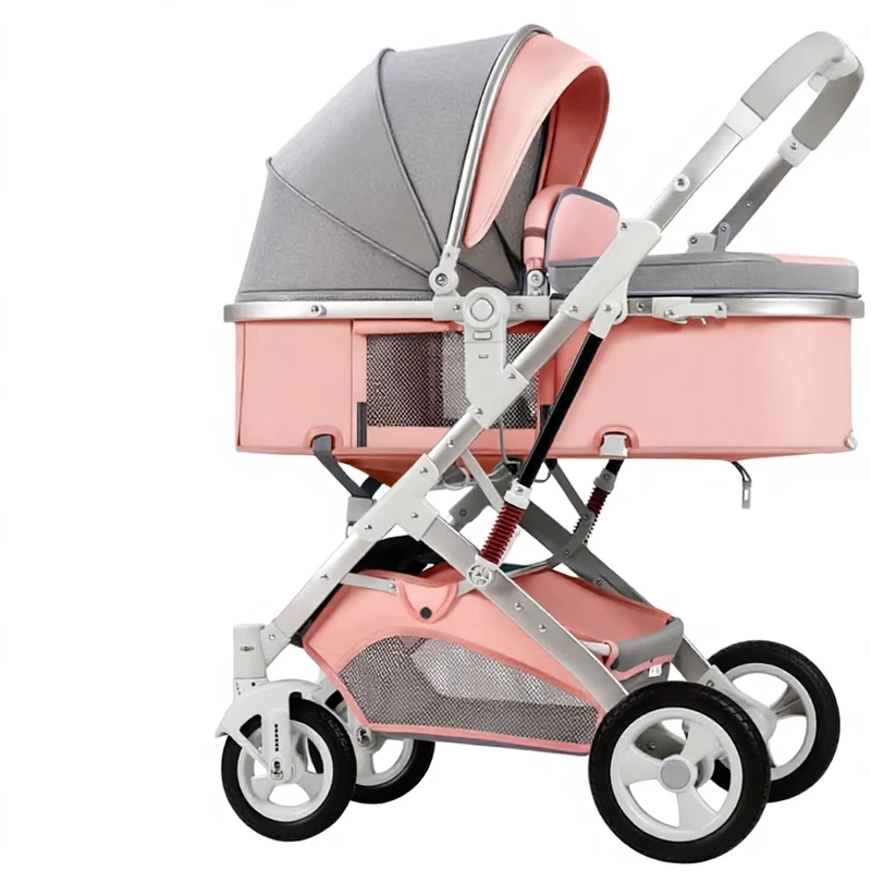 Baby Stroller Metal Frame Lightweight Folding High Landscape Shock Absorption Two Way Newborn 15kg Load Capacity 0 6 Months