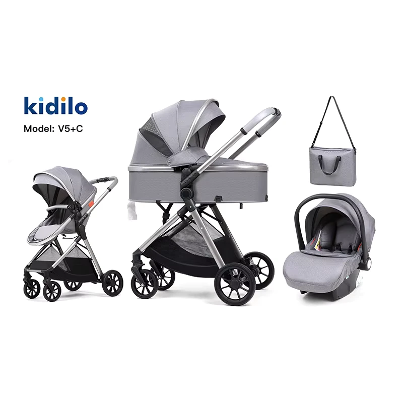 Baby Stroller Reclining Two Way High Visibility 3 in 1 Multifunctional Foldable Lightweight EN 1888 Certified Stroller