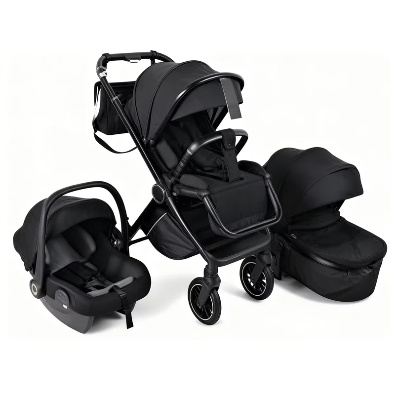 Baby Stroller Reversible Seat One Hand Fold 5 Point Harness Lightweight Adjustable Handle Canopy Aluminum Alloy Frame PU