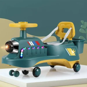 Baby Swing Car with Light and Music Kids Toy Design Plastic Swing Twist Car Anti Rollover
