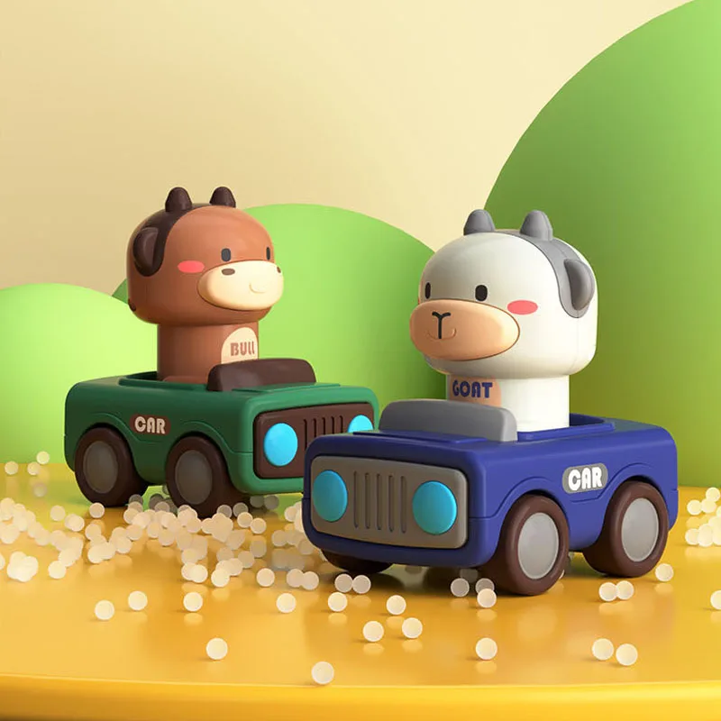 Baby Toy Cartoon Push Pull Car Safe Non Toxic Material Baby Car Toy with Color Box