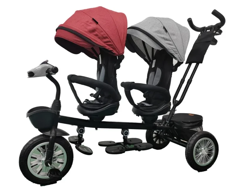 Baby Tricycle 4 in 1 Ride on Car with CE Approve, Ride on Twin Baby Stroller Tricycle, 3 Wheels Push Tricycles