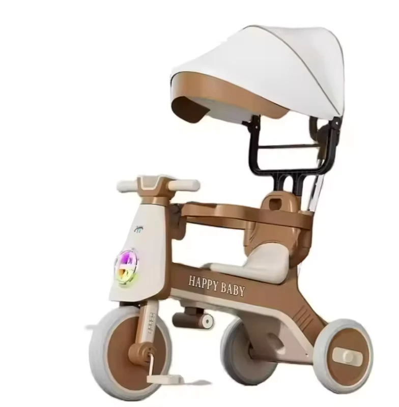 Baby Tricycle With Push Handle 3 In 1 Foldable Stroller Trike With Canopy Factory Manufacturer