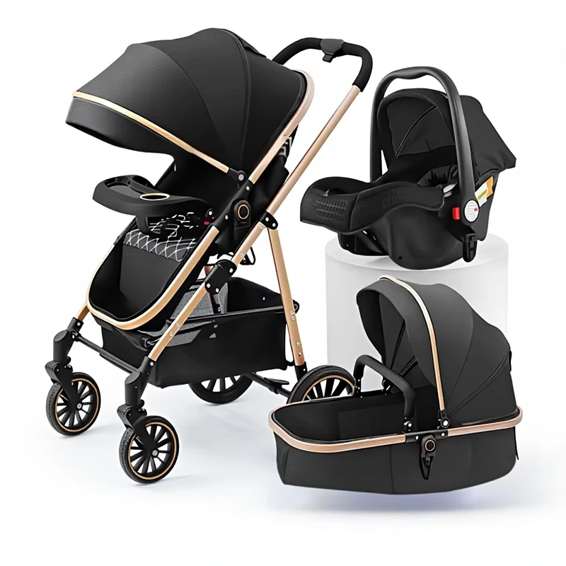 Baby Two Way Reversible Lightweight Stroller with One Click Folding High View Can Sit Lie for Newborn and Children