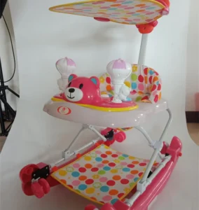 Baby Walker Chair Rolling Rotating with Canopy and Push Bar with Rock Big Baby Walker