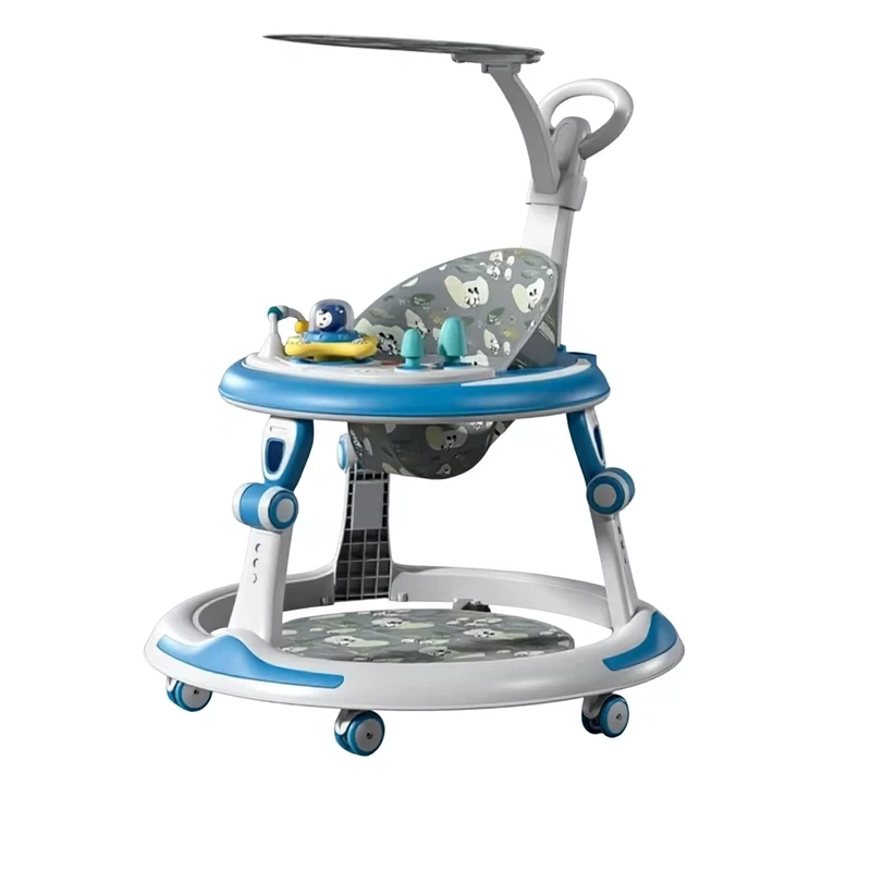 Baby Walker Hand Push Anti Rollover Trolley Three in One Plastic Toddler 10KG Load Capacity Ages 6 Months 3 Years