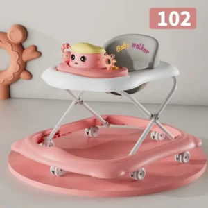 Baby Walker Music Learning Folding Car for Kids 6-11 Months Anti-Rollover O-Leg Multi-Function Plastic 20KG Load Capacity
