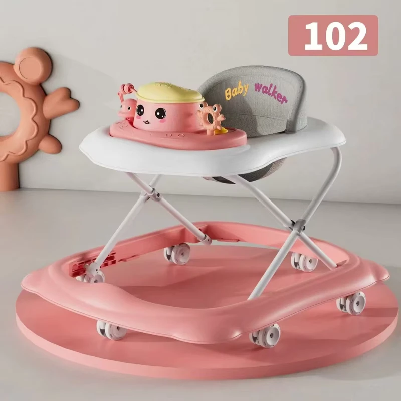 Baby Walker Music Learning Folding Car for Kids 6-11 Months Anti-Rollover O-Leg Multi-Function Plastic 20KG Load Capacity