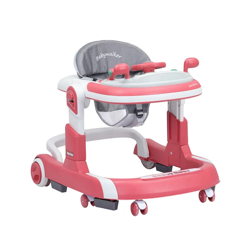 Baby Walker Sit-to-Stand Learning Multifunctional Push Wheels Seat Cotton Material Foldable Iron Frame 20KG Load Capacity