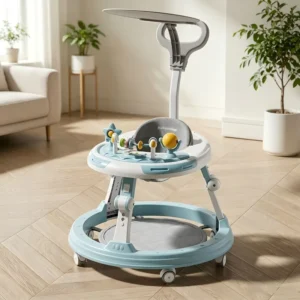 Baby Walker with Adjustable Awning Height with Light and Music