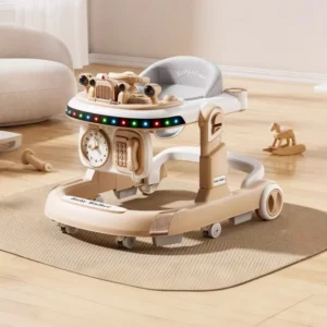 Baby Walkers Foldable Plastic Walker with Wheels Seat Walker for Babies Toys Kids Adjustable Height Musical 5 in 1 Baby