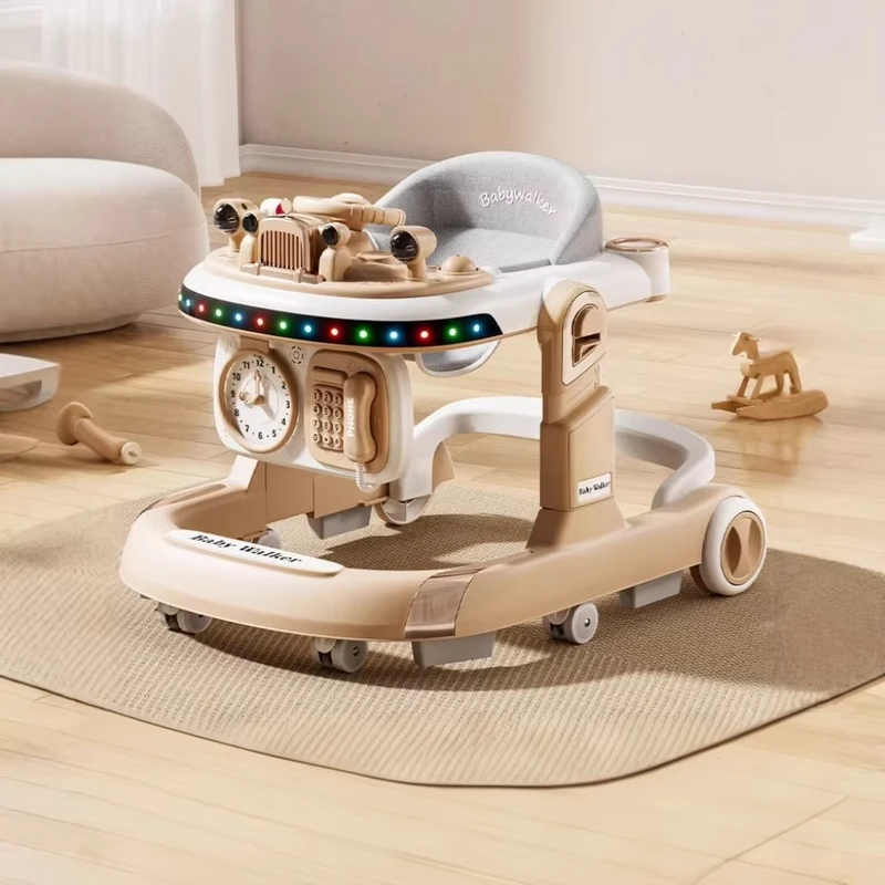 Baby Walkers Foldable Plastic Walker with Wheels Seat Walker for Babies Toys Kids Adjustable Height Musical 5 in 1 Baby