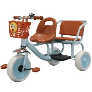 Backrest Wide Footrest 3 Wheel Plastic Child Trike Cute Basket Toddler Baby Ride on Bike Toy Kids Tricycle with 2 seater