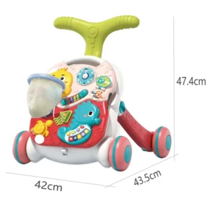 Baohan Kids Play Center Activity Table Multifunction Push Stroller Toy Baby Walker Sit to Stand 2 in 1 Baby Walker