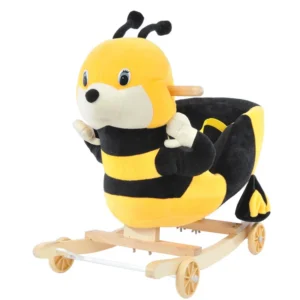 Bee Wooden Animal Plush Toys Rocking Horse with Wheel Rocking Chair Ride on Toy