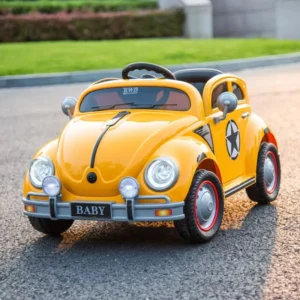Beetle Retro Kids Electric Car 4 Wheel Remote Controlled with Music Lights 2 Seater Gifts for Kids