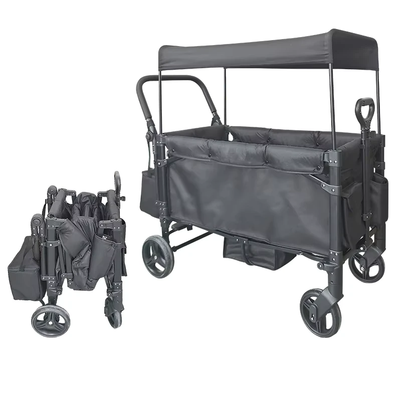 Beiruike Modern Collapsible 2 Seat Baby Stroller Wagon with Canopy Outdoor Luxury Design Black 600D Oxford Fabric for 0 3 Years