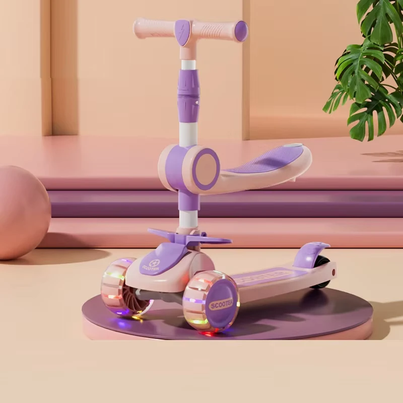 Best selling Foldable Steel Frame Children's Two in one Scooter with Seat for 3-8 Years Old Kids