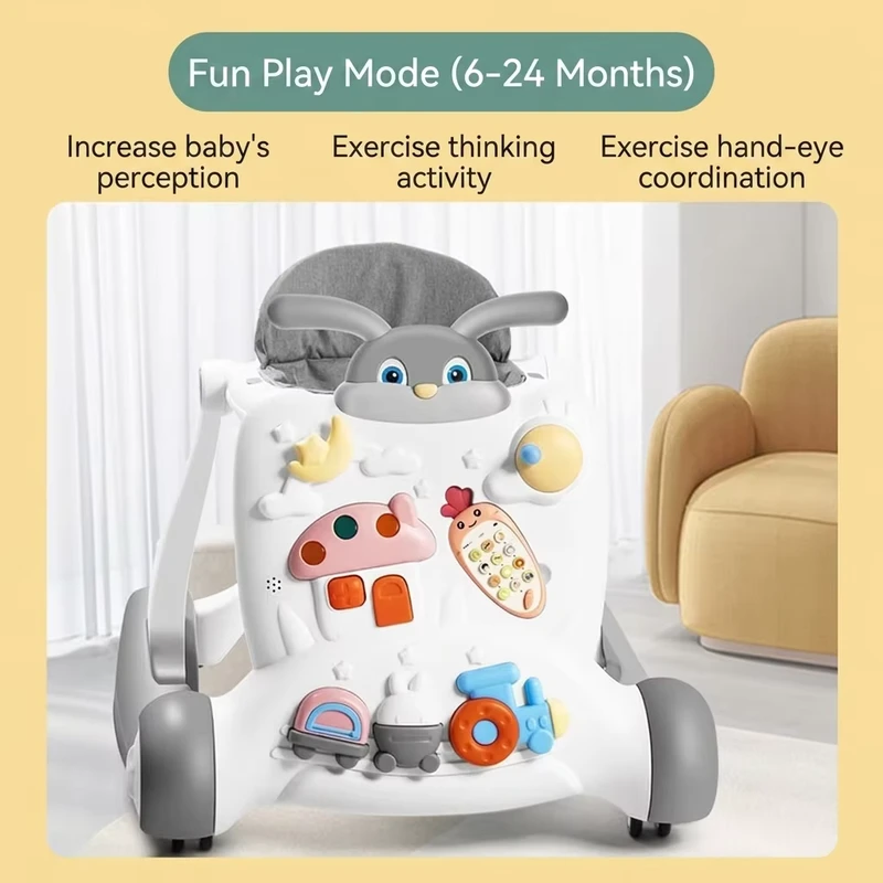 Bestselling Smart Baby Walker 2 in 1 Push Walker Scooter Adjustable Height Large Wheels Non Slip with Toy Puzzle Baby Walker